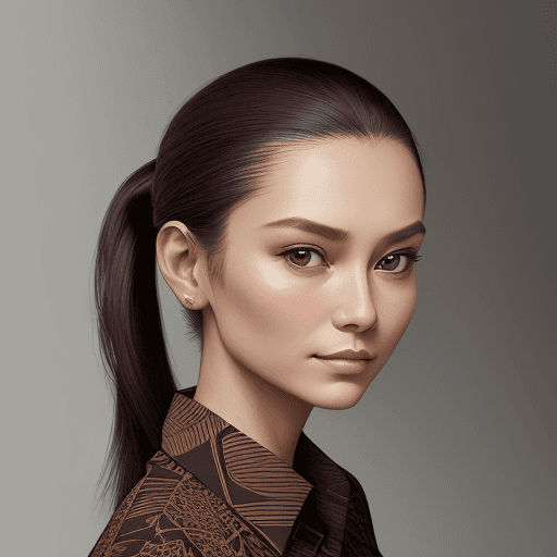 AI generated: A portrait of a young woman with an elegant and sophisticated style. Her hair is pulled back into a ...