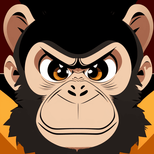 AI generated: vector illustration, monkey, angry, watching at camera, cartoon
