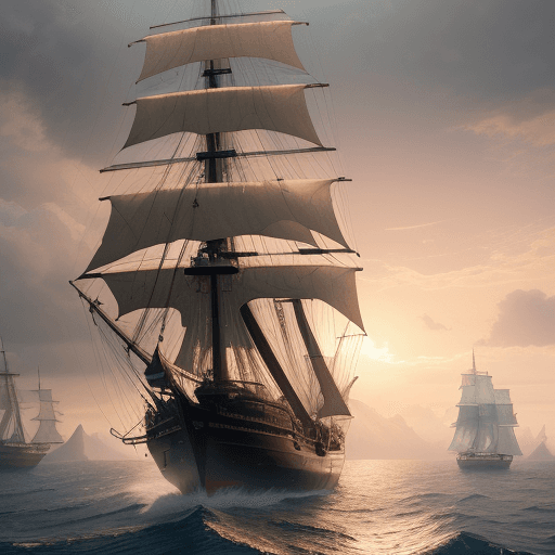 AI generated: Photo of a ultra realistic sailing ship, dramatic light, pale sunrise, cinematic lighting, battered,...
