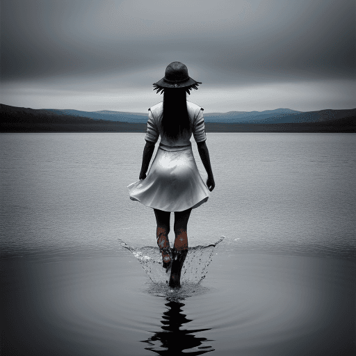 AI generated: A chief's daughter, walking on water.