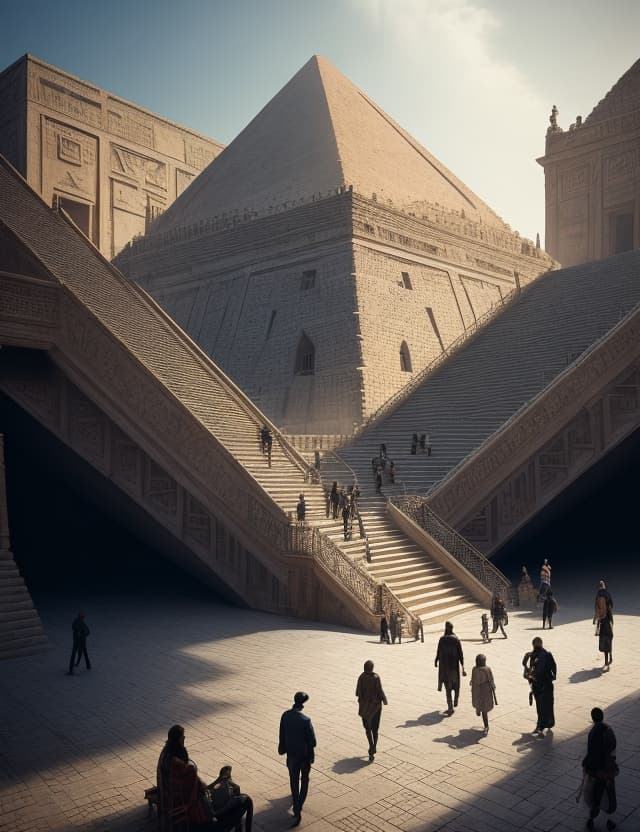 AI generated: Confusion Hi-technology digital robot ai . A maze of stair cases running at different angles and dir...