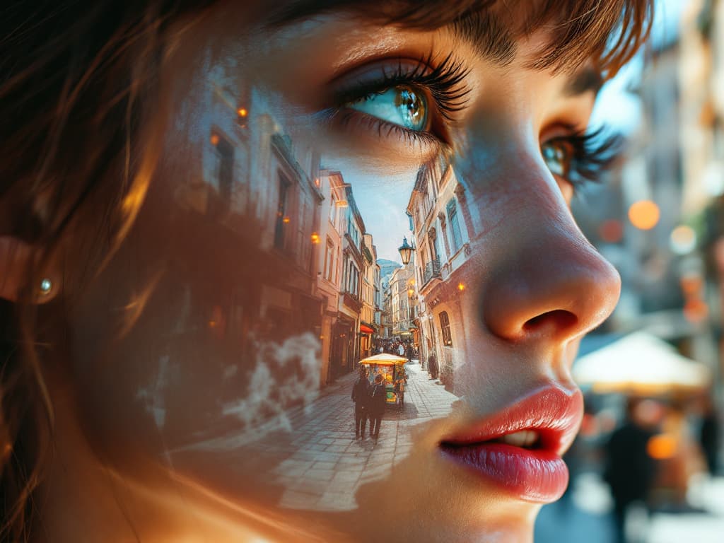 AI generated: the face of a young woman close-up so that only half of her face is visible in the whole frame, the ...