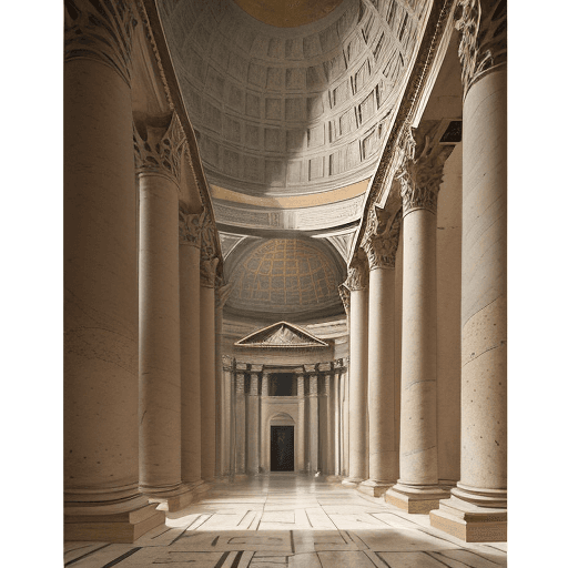 AI generated: the pantheon rome louvre, in the style of domestic interiors, 19th century american paintings and wo...