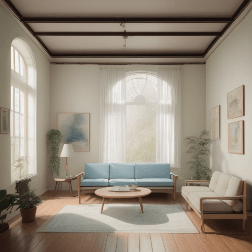 AI generated: High resolution photography interior design, dreamy sunken living room conversation pit, wooden floo...