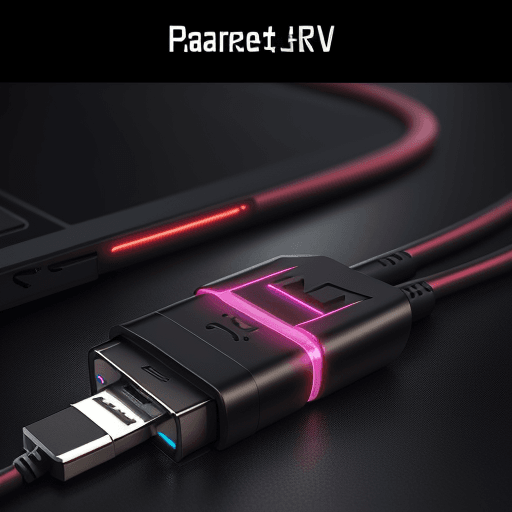 AI generated: marketplace card, cyberpunk style, USB type C super fast charging cable, 6A 120W, indicator