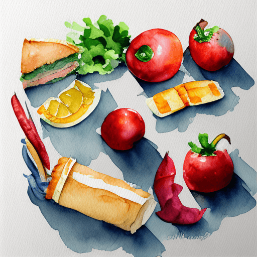 AI generated: watercolor food clip art, isolated on white background --no shadows --q 2 --v 5