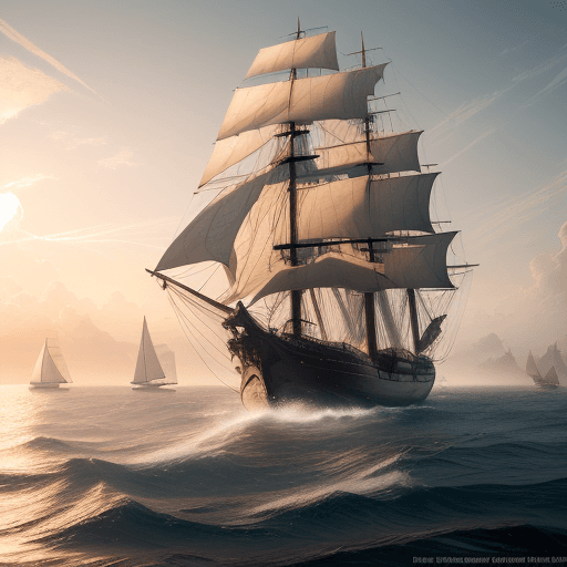 AI generated: Photo of a ultra realistic sailing ship, dramatic light, pale sunrise, cinematic lighting, battered,...