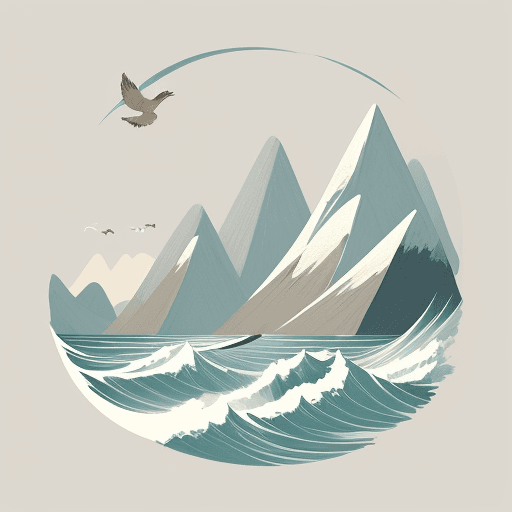 AI generated: Draw a picture with the theme of "Crossing Mountains and Seas, Just for Meeting", emphasizing mounta...