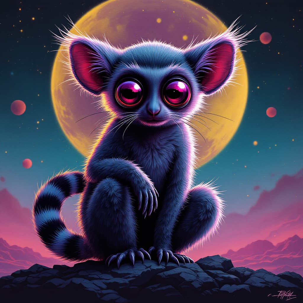 AI generated: Retro Techno Lemur