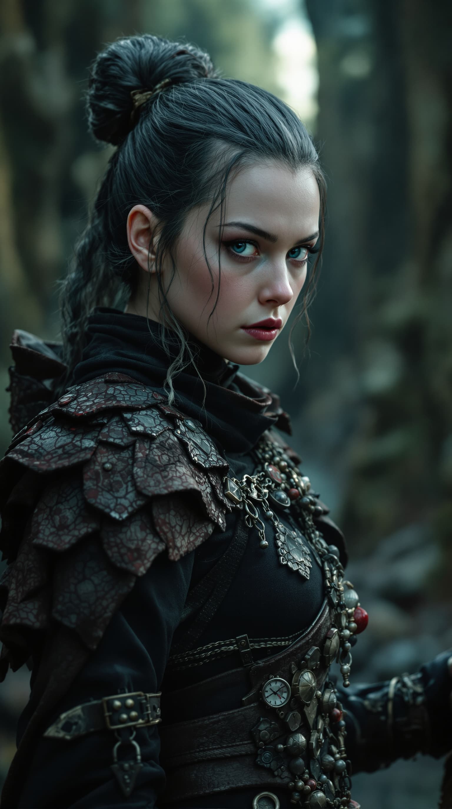 AI generated: A hyper-realistic depiction of eleven old Freya Allan full-body from into the badlands










