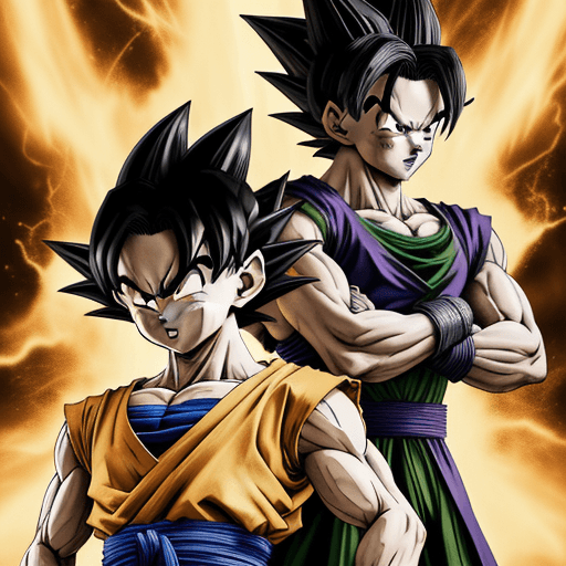 AI generated: dragon ball super wallpaper, in the style of dark yellow and dark beige, photo-realistic drawings, r...