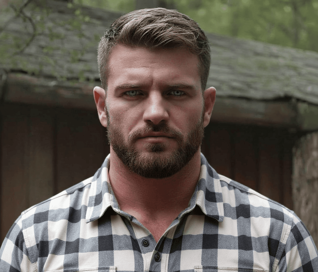 AI generated: He is wearing a lumber jack shirt