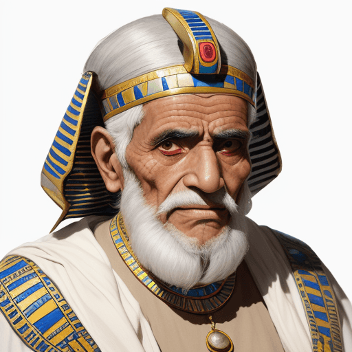AI generated: a wise old EGYPTIAN man with ,portrait,white background
