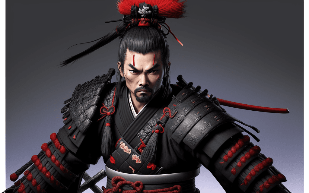AI generated: The coolest looking samurai ever, ready to attack, we can see his whole body and swords, ultra detai...