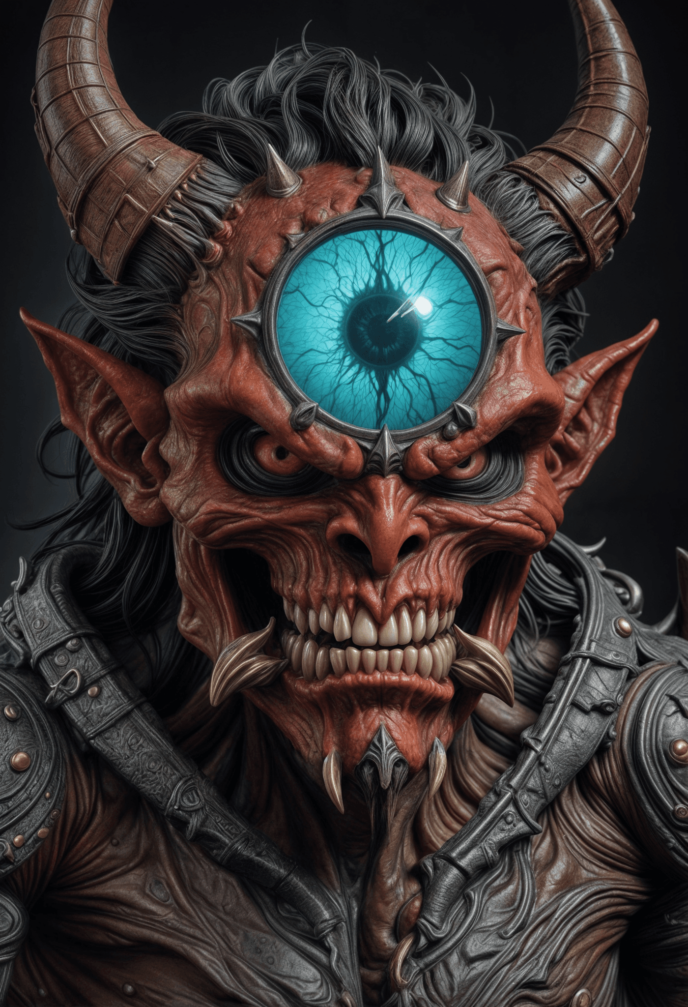 AI generated: Fantasy,Portrait of a Demon ,creepy ,watcher of the hell