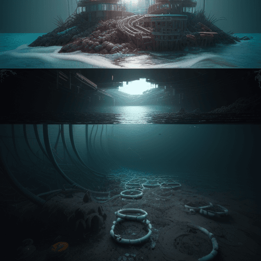 AI generated: Realistic dual-image composition with a stark contrast: highly detailed depiction of underground PVC...