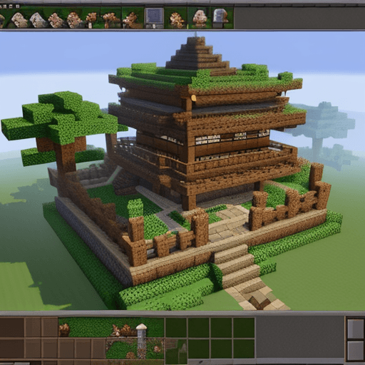 AI generated: Genshin, Hu Tao, Minecraft, Building a walnut in minecraft