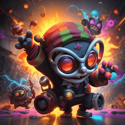 AI generated: Imagine an explosive 3D rendering featuring Ziggs from League of Legends. Immerse Ziggs in a chaotic...