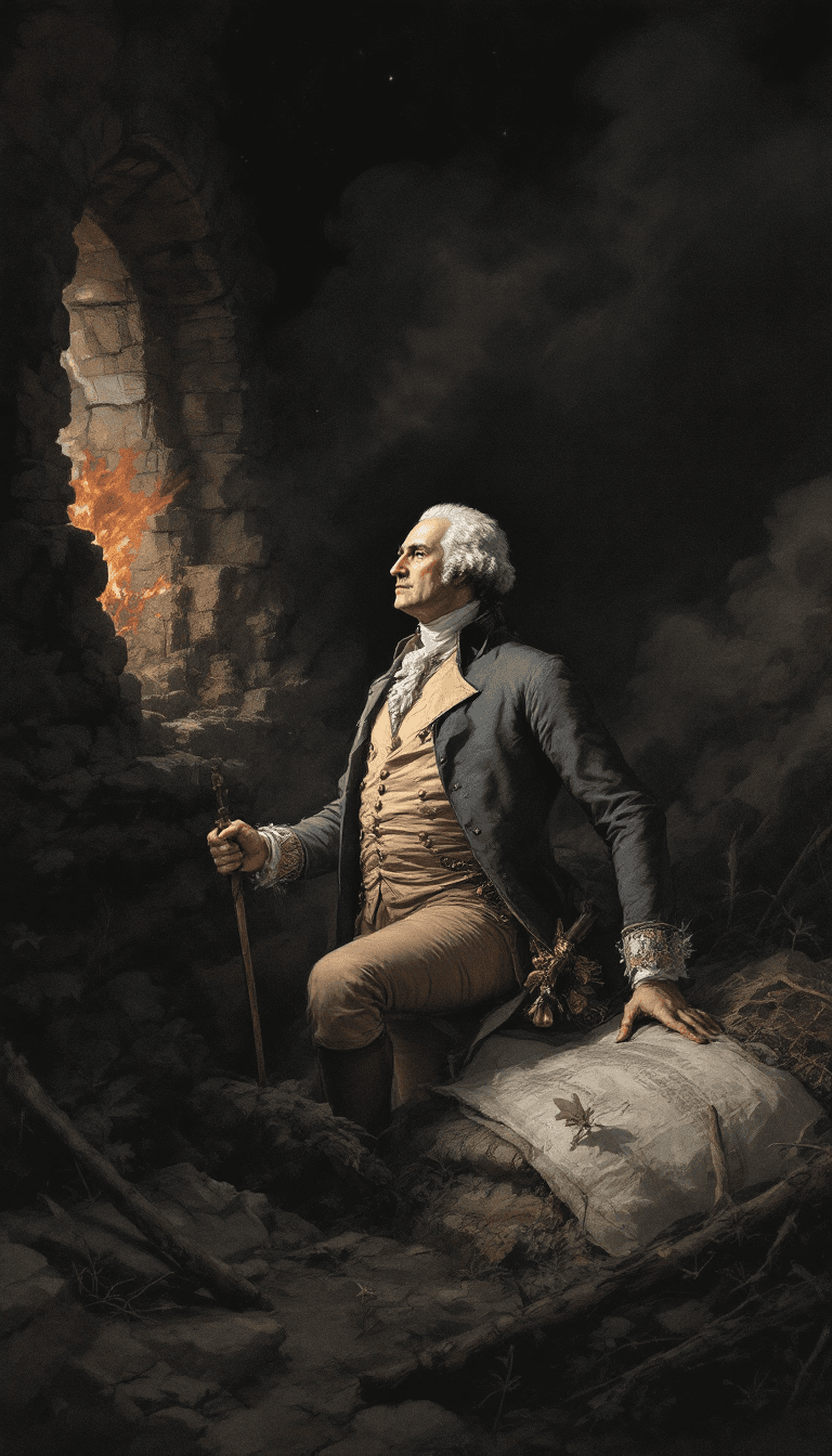 AI generated: A detailed illustration featured on George Washington image. Revolutionary War mood