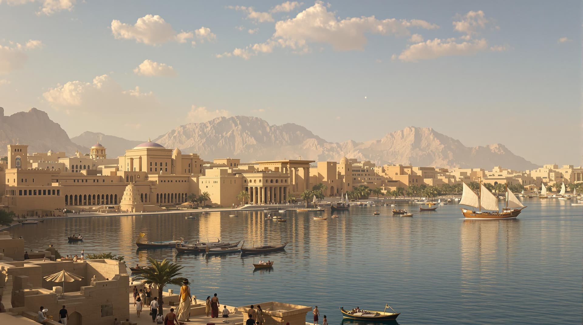 AI generated: The year is 300 BC (all people with ancient egyptian etire)
- The flat landscape in ancient egypt
- ...