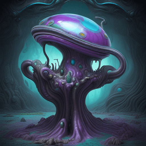 AI generated: colorful physical paradox photorealistic surreal fantasy alien world scene plasticine biomorphic ali...