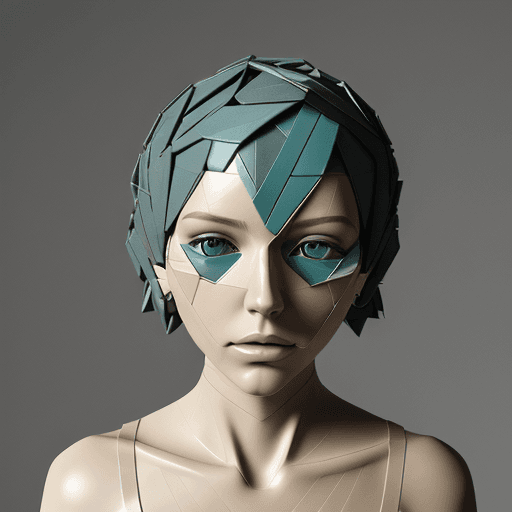 AI generated: the anatomy of a woman's head made of metalic teal eggshell pieces and pills, octopath traveler, van...