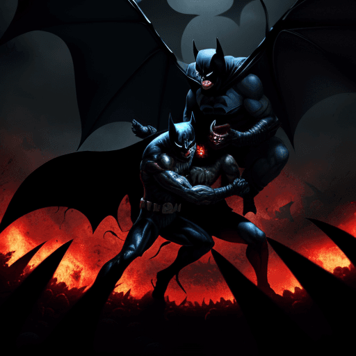 AI generated: Demon Batman fight with demon in hell, 4k ,ultra hd
