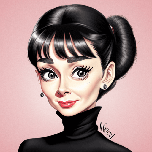 AI generated: Audrey Hepburn caricature  --niji 5