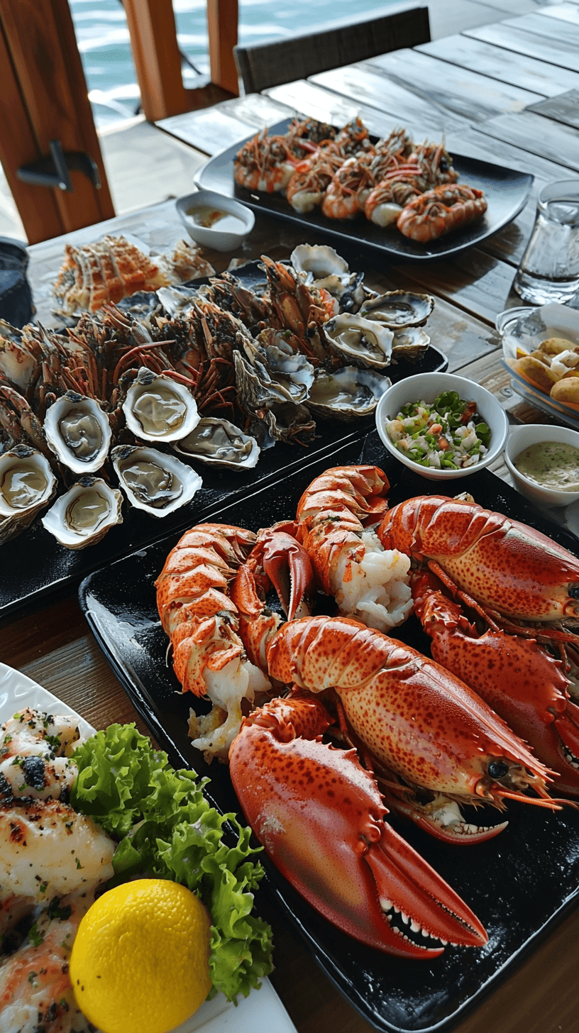 AI generated: Sumptuous seafood feast with lobster, oysters, and grilled fish, oceanic delights, seafood restauran...