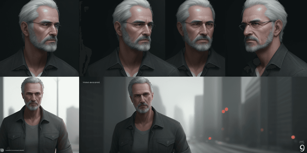 AI generated: a man who grows older as time passes , timeline, cinematic, hyper realism, high detail, octane rende...