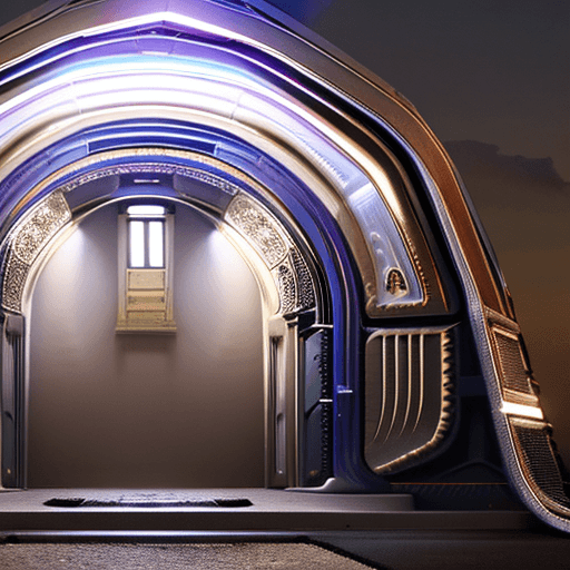 AI generated: Astronaut walking out of a Stargate at night; Modern cinematic, 2020s, Low angle, Sci Fi, Digital te...
