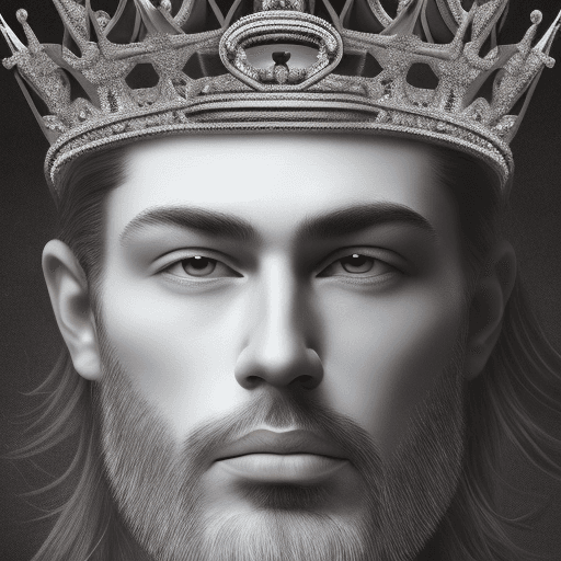 AI generated: King Wearing Crown Portrait, Close Up, Looking Forward, Clean-shaven, Facial Details, Serious And An...