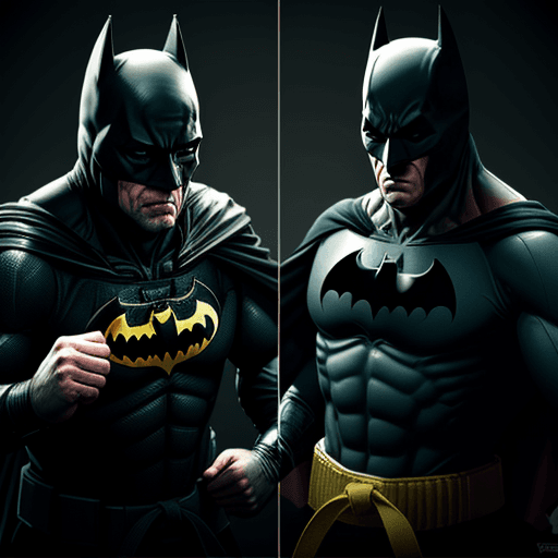 AI generated: Batman in karate vs batman in boxing, 4k,ultra hd 
