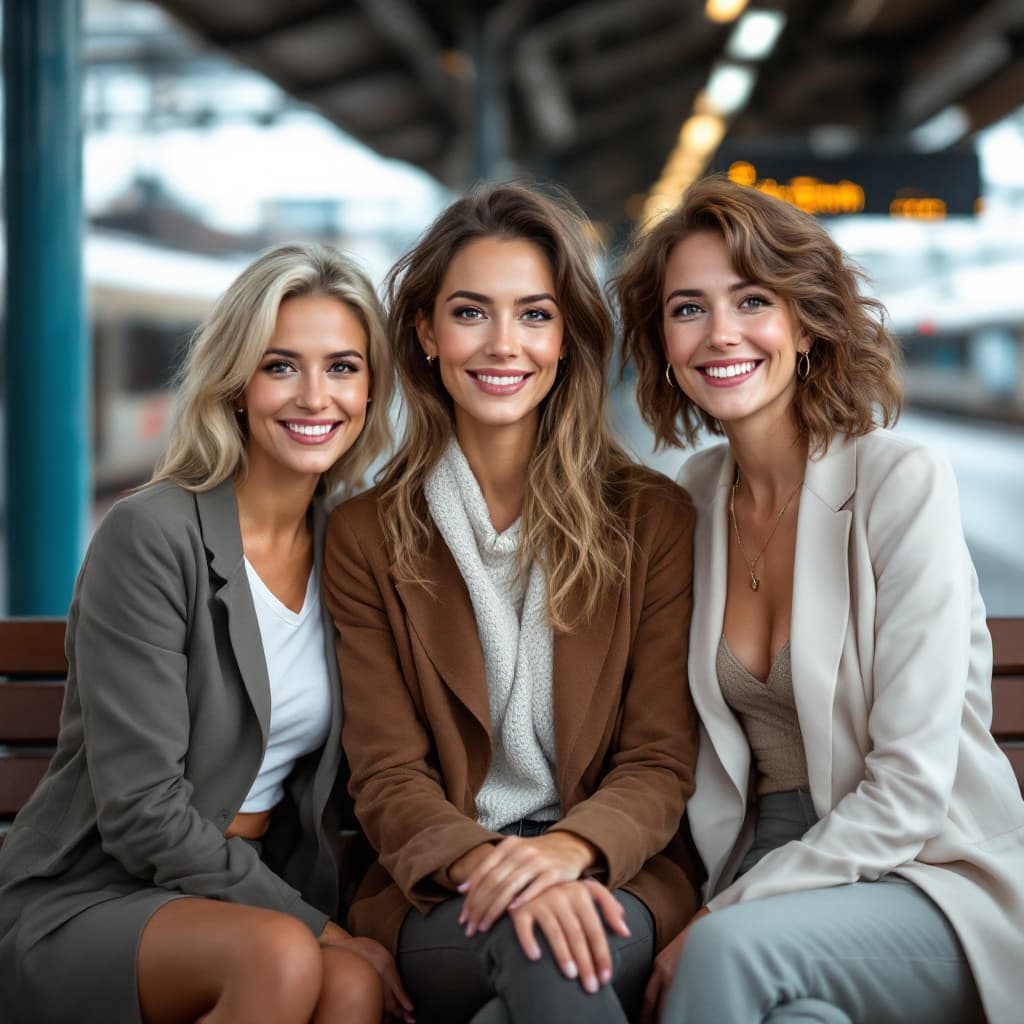 AI generated: 3 good looking mature women(age 40) with a different body type,  different hair color and different ...