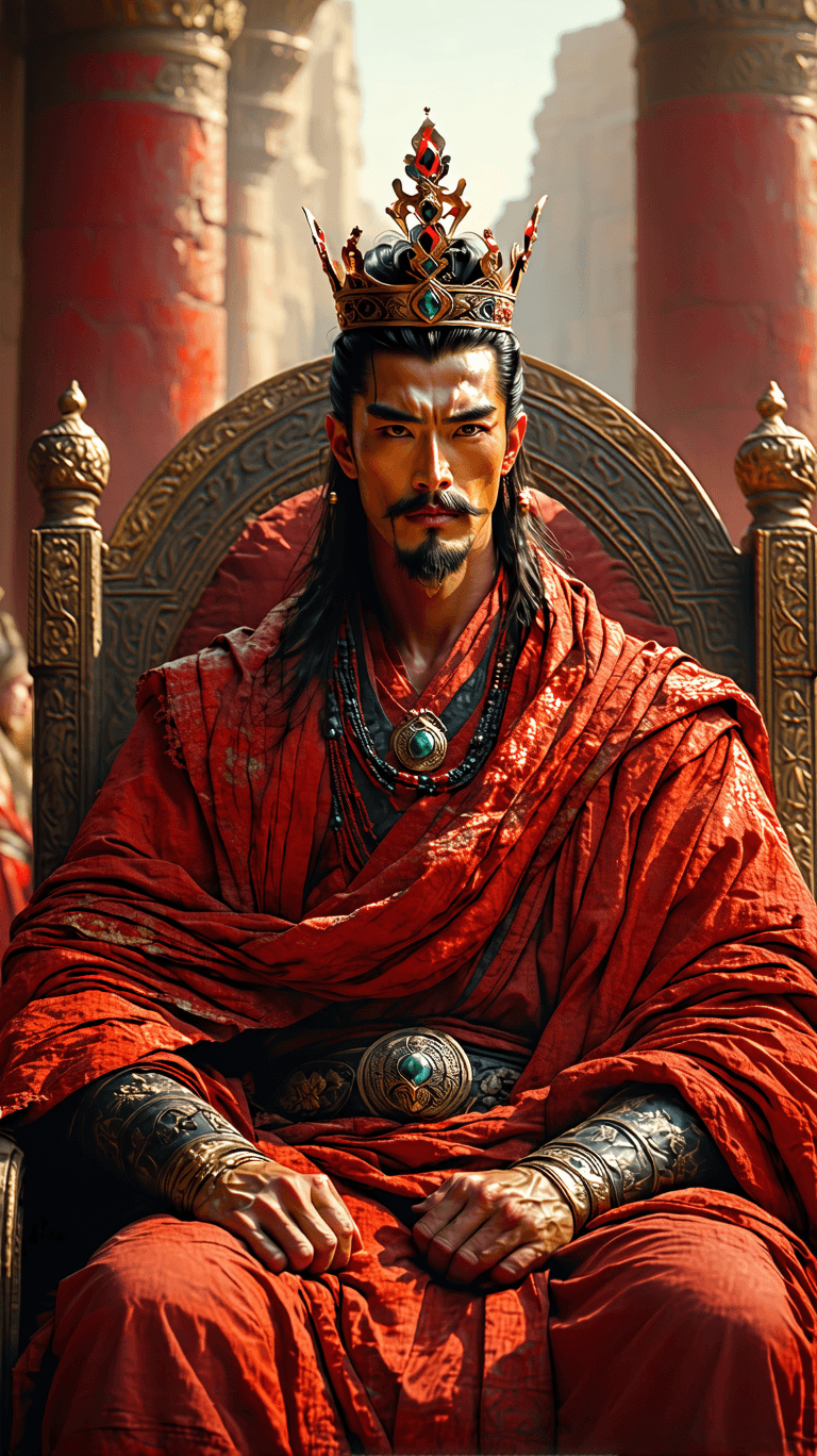 AI generated: Create the image of a handsome and charismatic male king, wearing a crown that should be dome-shaped...