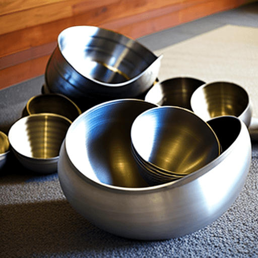 AI generated: steel bowls on the floor. 
