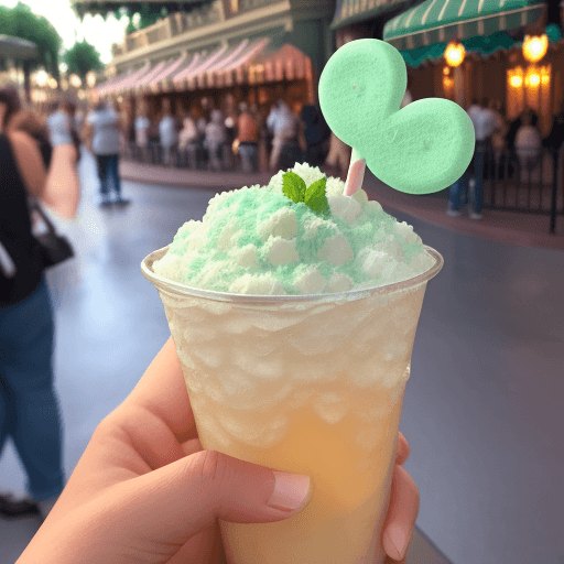 AI generated: mint julep at disneyland disney food blog dfb instagram realistic hand photo day delicious outside b...