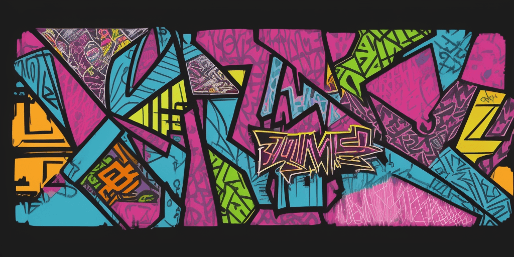 AI generated: pattern illustration, inspired by graffiti art, bold, saturated colors with a touch of 80s, feature ...