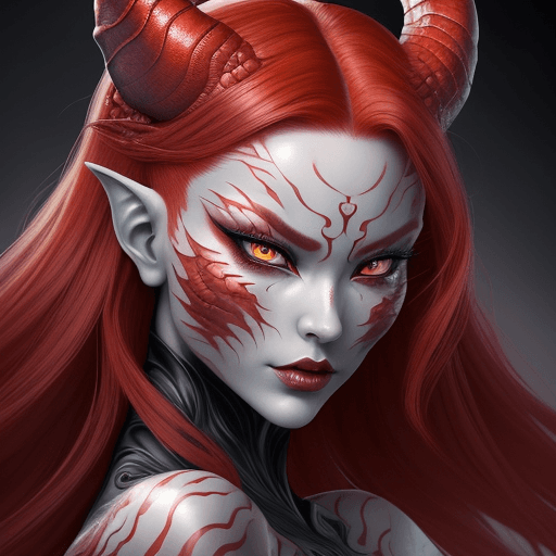 AI generated: A captivating alien female draconian shapeshifter is depicted in this vibrant and detailed digital d...