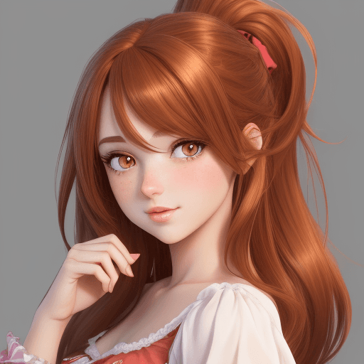 AI generated: The personification of the valentines day holiday in the form of a cute girl, hirsute weavy auburn h...
