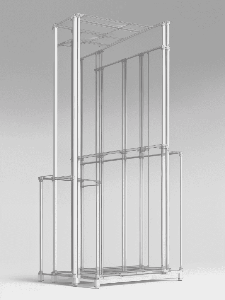 AI generated: 8k digital painting of a minimalist laboratory scene with two sleek, futuristic test tube racks. Eac...