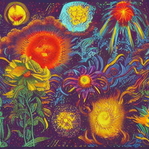 AI generated: nuclear explosion flowers realism mysticism darkness apocalypse