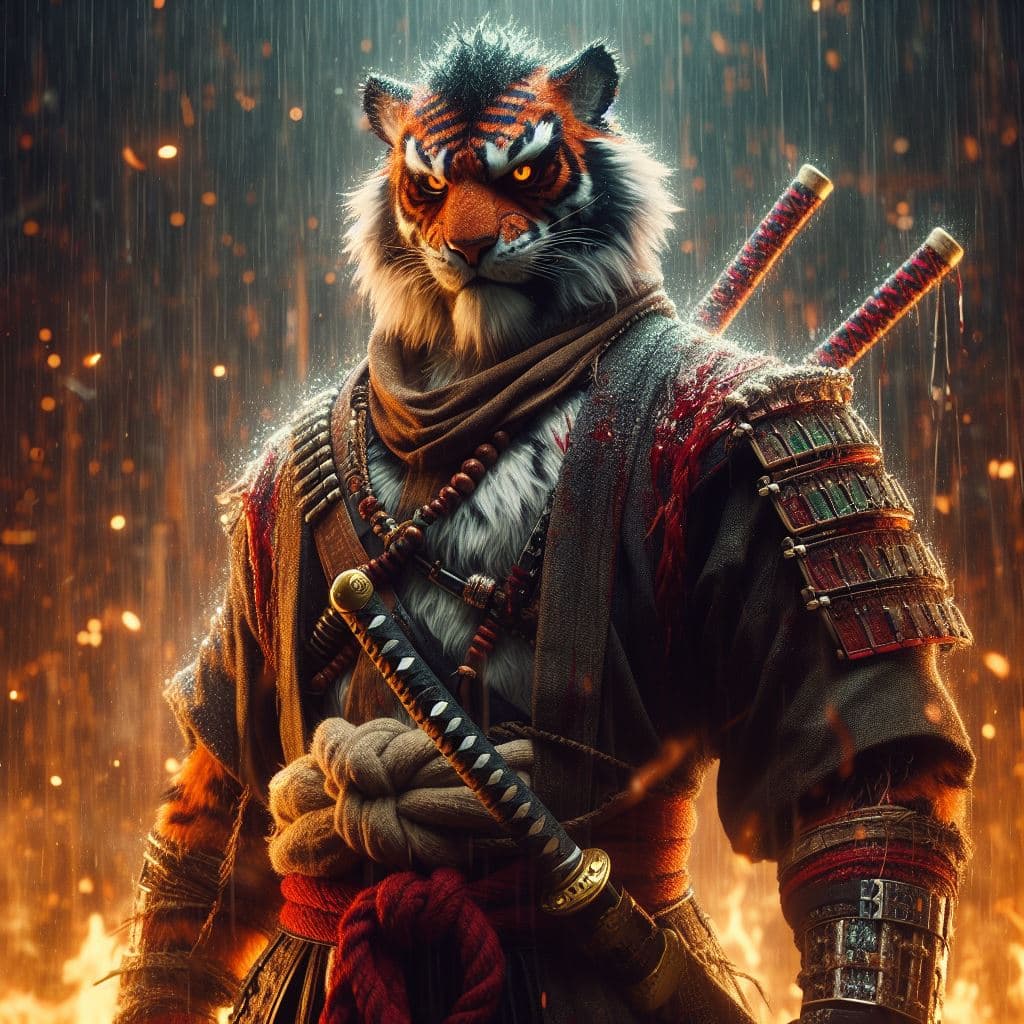AI generated: epic professional photo shoot of the frontal portrait of an mighty anthropomorphic handsome furry ma...