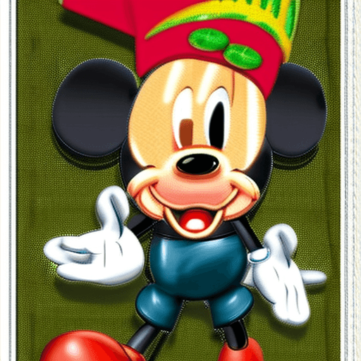AI generated: A photorealistic Biden with a Mickey Mouse hat, a bong in one hand, and a Chinese flag in the other,...
