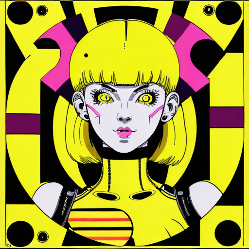 AI generated: early techno rave music inspired,  hot 90s girl with classic acid smiley head a collage in the style...