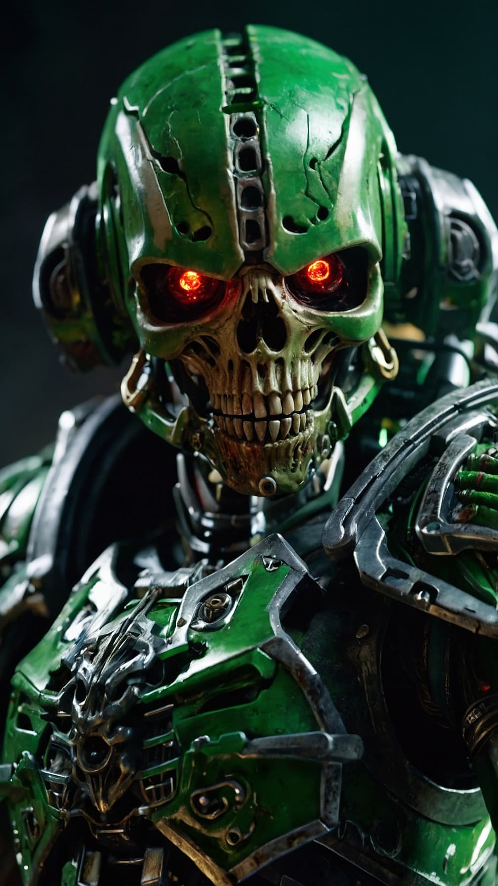 AI generated: Portrait of a very high detailed necrons, photorealistic,warhammer 40000, in a battle scene,shiny,ra...