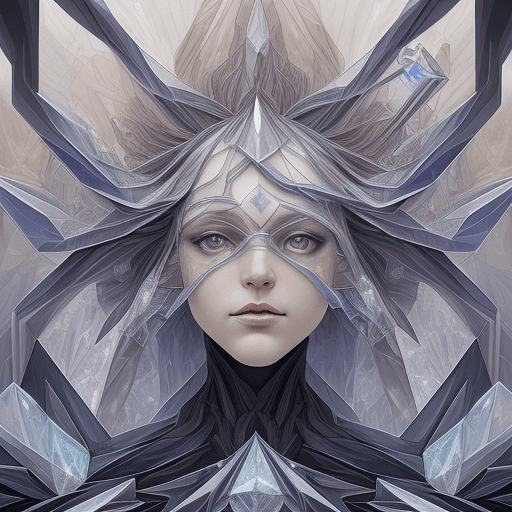 AI generated:  art nouveau large abstract portrait that focuses on a crystalline figure, in the style of distorted...