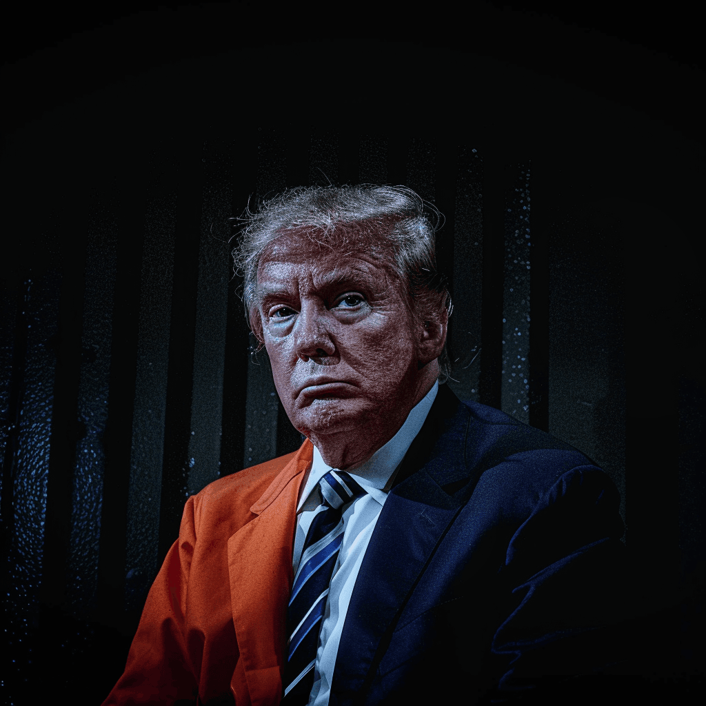 AI generated: a guilty man in orange prison jumpsuit, in prison, jail, behind bars --iw 2 --v 6.0