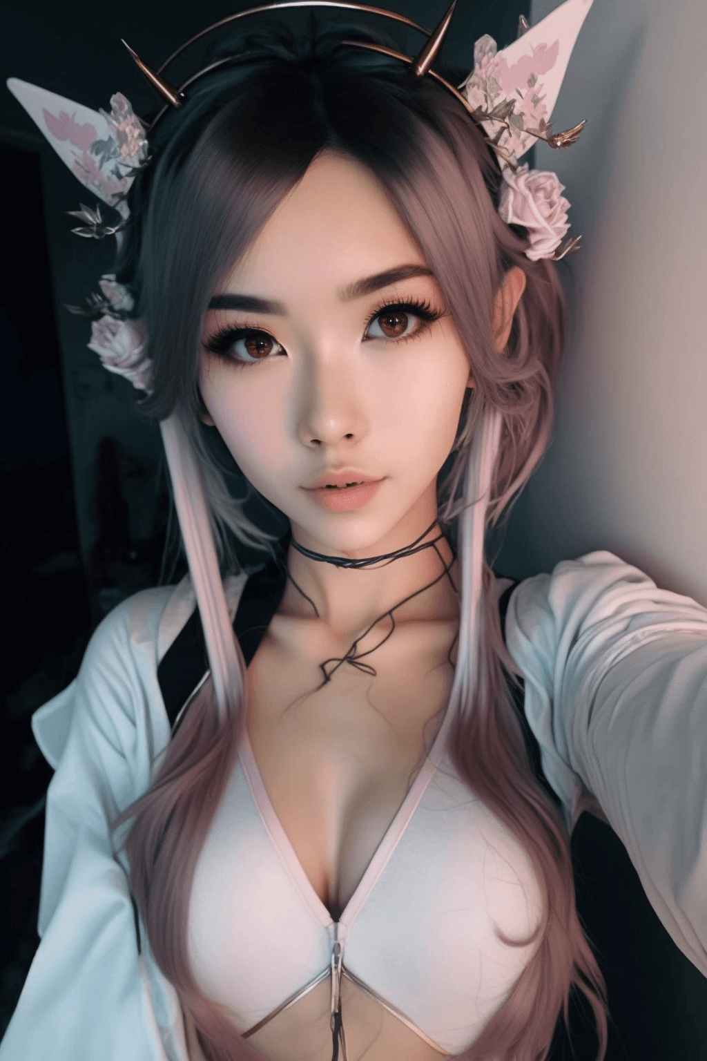 AI generated: asian female, selfie,beautiful, nice body, gorgeous face, cute cosplay –stylize 1000 --ar 2:3