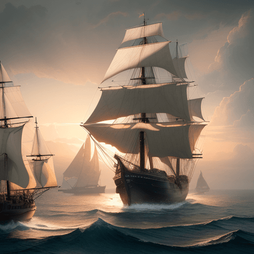 AI generated: Photo of a ultra realistic sailing ship, dramatic light, pale sunrise, cinematic lighting, battered,...